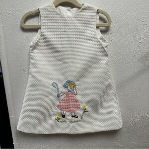 Vintage Holiday Sportswear of Miami White Sleeveless Dress with Little Bo Peep